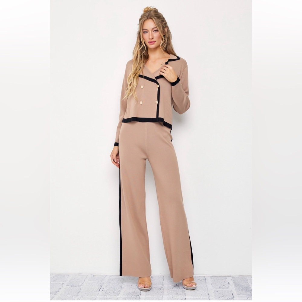 244. Rivir Veronica Knit Double Breasted Jacket And Pants Set - Picture 2 of 2